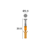 SCREASY Sockelschraube Kreuz mit Dübel 3.5x35mm, silber matt passend zu Hohlflachschienen, inkl. Bit und Bohrer