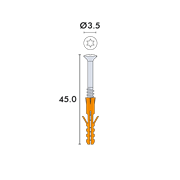 SCREASY – vite con sistema Torx 15 con tassello 3.5x45mm, bianco incl. punta per cacciavite e trapano