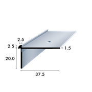 Profilo per gradini con raccordo su due lati 2.5 mm argento anodizzato, forato