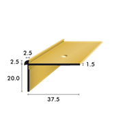 Treppenprofil mit Nase doppelseitig 2.5mm gold eloxiert, gelocht