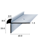 Profilo per gradini con raccordo su due lati 8.0 mm argento anodizzato, forato
