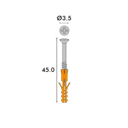 SCREASY – vite a croce con tassello 3.5x45mm, nichelata incl. punta per cacciavite e trapano