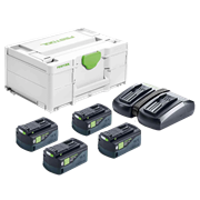 Set Énergie FESTOOL avec quatre batteries SYS 18V 4x5,0/TCL 6 DUO