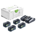 Set energia FESTOOL con quattro batterie SYS 18 V 4x5,0/TCL 6 DUO