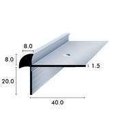 Treppenprofil mit Nase doppelseitig 8.0mm silber eloxiert, gelocht