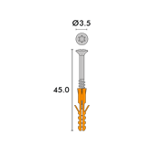 Vis de plinthe SCREASY Torx 15, avec cheville 3.5×45mm, nickelé incl. mèche et foret