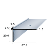 Treppenprofil mit Nase doppelseitig 2.5mm silber eloxiert, gelocht