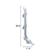 Pièce de liaison pour plinthes en aluminium à patte 80/11mm, argent