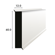 cubus Kunststoffsockel 60/12/12mm weiss ähnlich RAL 9016, glatt mit Gummilippe