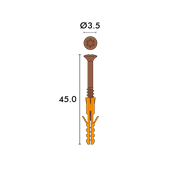Vis de plinthe SCREASY Torx 15 avec cheville 3.5×45mm, bruni incl. mèche et foret