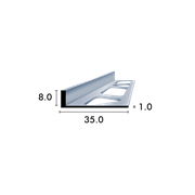 Profilo terminale angolare dritto 8,0 mm, argento anodizzato, punzonato