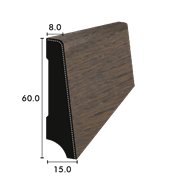 Battiscopa impiallacciato avoco 60/15/8mm rovere decapato mokka, oliato UV