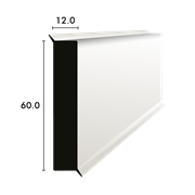 cubus plinthe plastique 60/12/12mm blanc, lisse avec bavettes