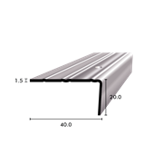 Profilo per gradini forato 40.0 x 20.0 mm acciaio inox leggermente spazzolato