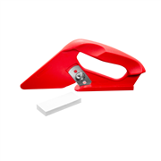 Coupe-tapis, rouge avec 10 lames de rechange pour revêtements textiles avec envers en jute