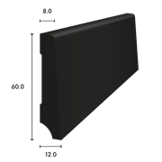 Massivsockel 60/12/8mm Poplar lackiert schwarz RAL 9005