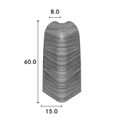 Angoli esterni in materiale sintetico, 60 mm faggio evaporato UI: 50 pz./scatola di cartone