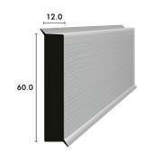 cubus Kunststoffsockel 60/12/12mm grau, gebürstet mit Gummilippe