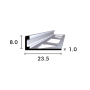 Profil d'arrêt coudé et poinçonné 8.0mm, argent éloxé